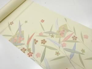 アンティーク　地紙に梅・笹模様　訪問着反物